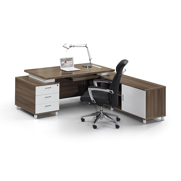 L Shaped Executive Office Desk - Modern White Office Desk, Shisheng